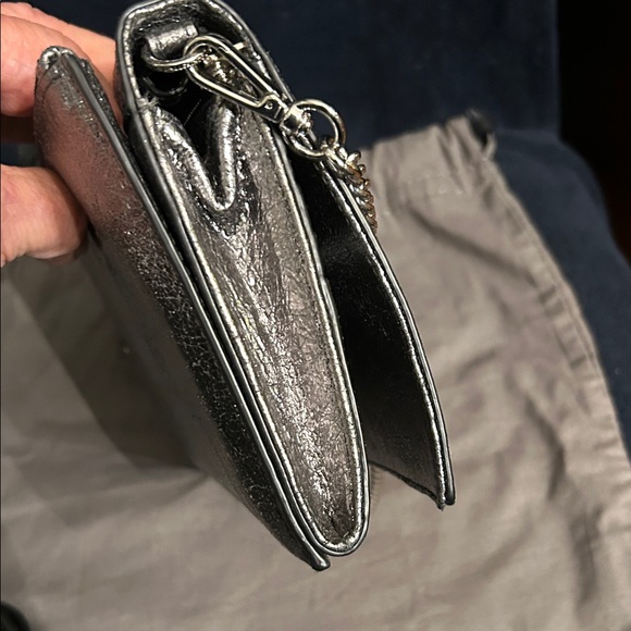 All Saints Metallic Gun Smoke Grey Cross Body Wristlet with 2 Straps - Picture 6 of 12